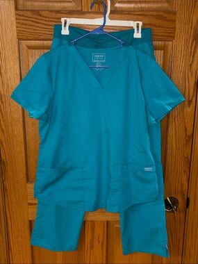 Cherokee sz MEDIUM workwear teal medical scrub SET nurse medical hospital comfy